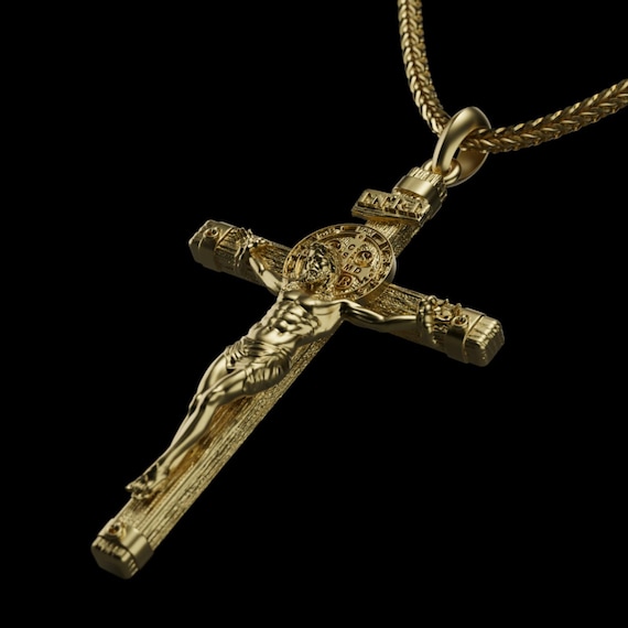 聖ベネディクト十字架ゴールドネックレス – 10K 14K 18K 聖ベネディクト十字架ゴールドネックレス – 10K 14K 18K