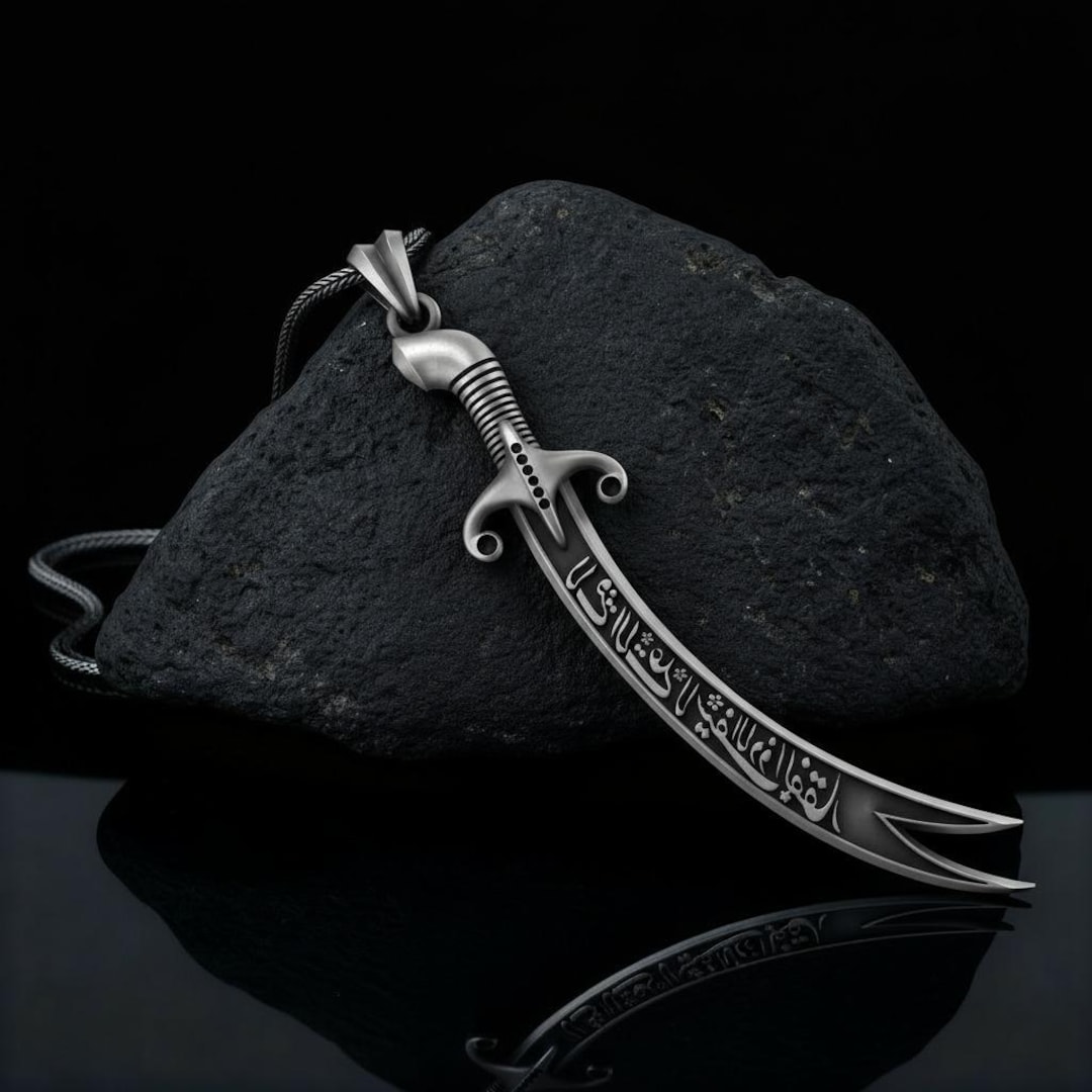 Sterling Silver Zulfiqar Sword Pendant, Imam Ali Zulfikar Necklace