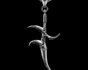 Elden Ring Black Knife Pendant, Sword Necklace, Sterling Silver Gothic Necklace for Men, Dark Fantasy Jewelry Inspired by the Game