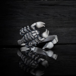 Sterling Silver Adjustable Scorpion Ring: Gothic Punk Jewelry