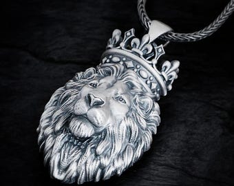 Sterling Silver Lion Pendant, Leo Zodiac Necklace, King of the Jungle Jewelry, Gift for Him, Animal Strength Pendant, Leo Birthday Gift