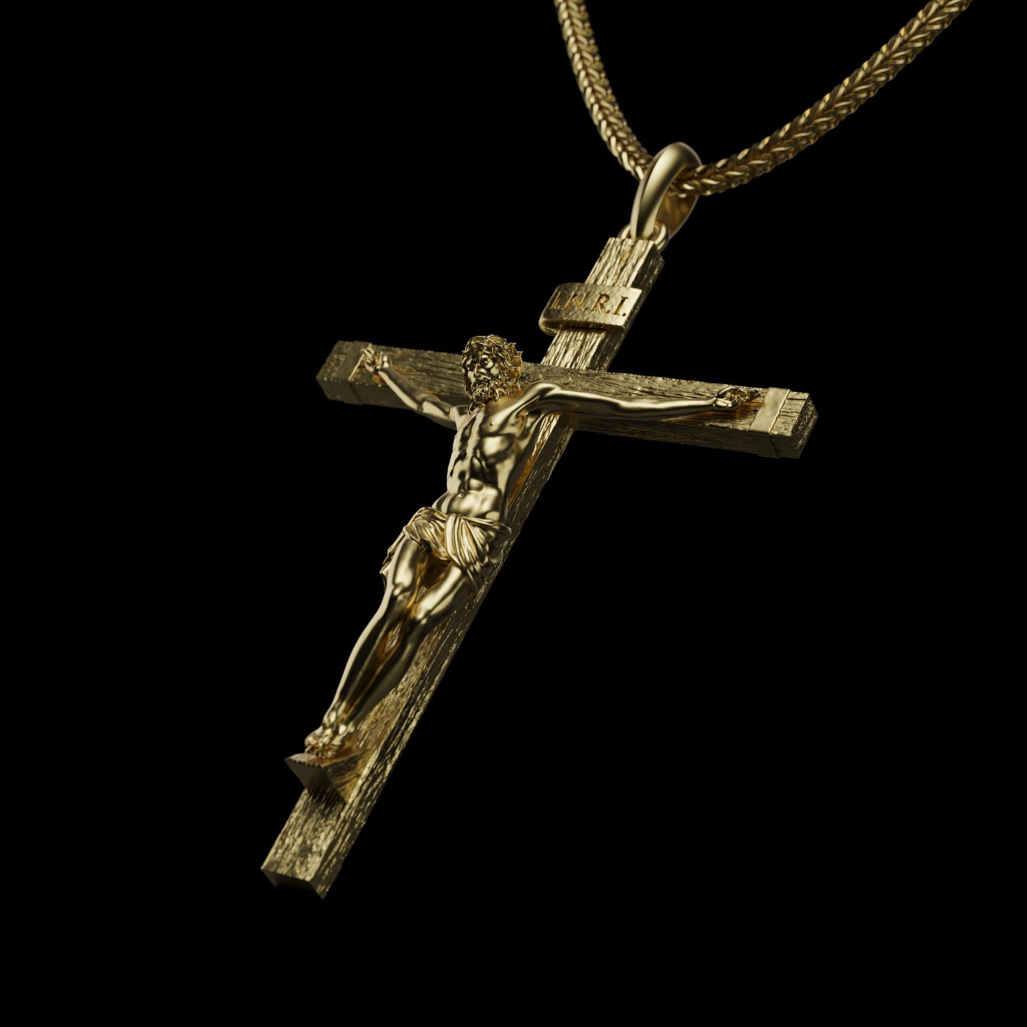 Solid gold jesus cross necklace - Etsy 日本