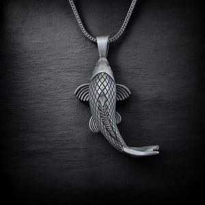 Sterling Silver Koi Fish Pendant: Japanese Necklace, Luck & Prosperity