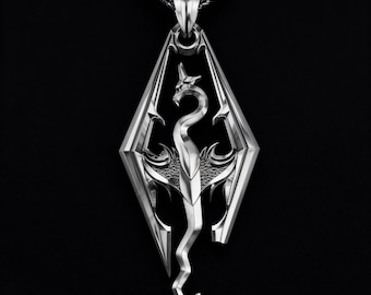 925 Sterling Silver Dragon Necklace for Men, Fantasy Dragon Pendant, Gothic Jewelry, Mythical Creature Gift, Medieval Dragon Charm