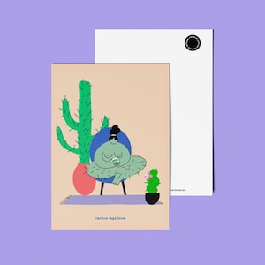 Cactus Love A6-ansichtkaart – harige benen, feminisme en steun, illustratiekaartontwerp