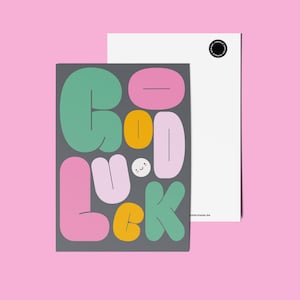 Carte postale Good Luck A6 - carte de voeux bonne chance avec illustration colorée, conception de support
