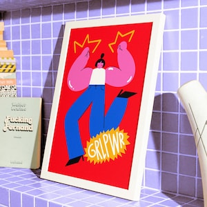 ENERGÍA GRP | Póster Girl Power A3 / A4 – Ilustración de diseño femenino | Decoración de pared feminista para el empoderamiento