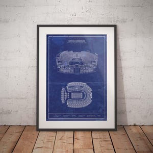 Póster imprimible digital de fútbol universitario para pared, diseño de estadio de Ohio State, 11 x 14 y 12 x 18
