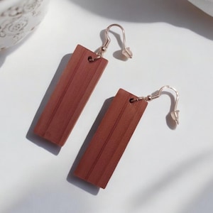 Organic Raw Cedar & Sterling Silver Dangle Earrings for Aromatherapy