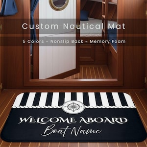 Custom Boat Interior Mat Personalized Nautical Rug, Memory Foam Boat Floor Mat, Boat Name, Non Slip Cabin Bathroom Kitchen Mat