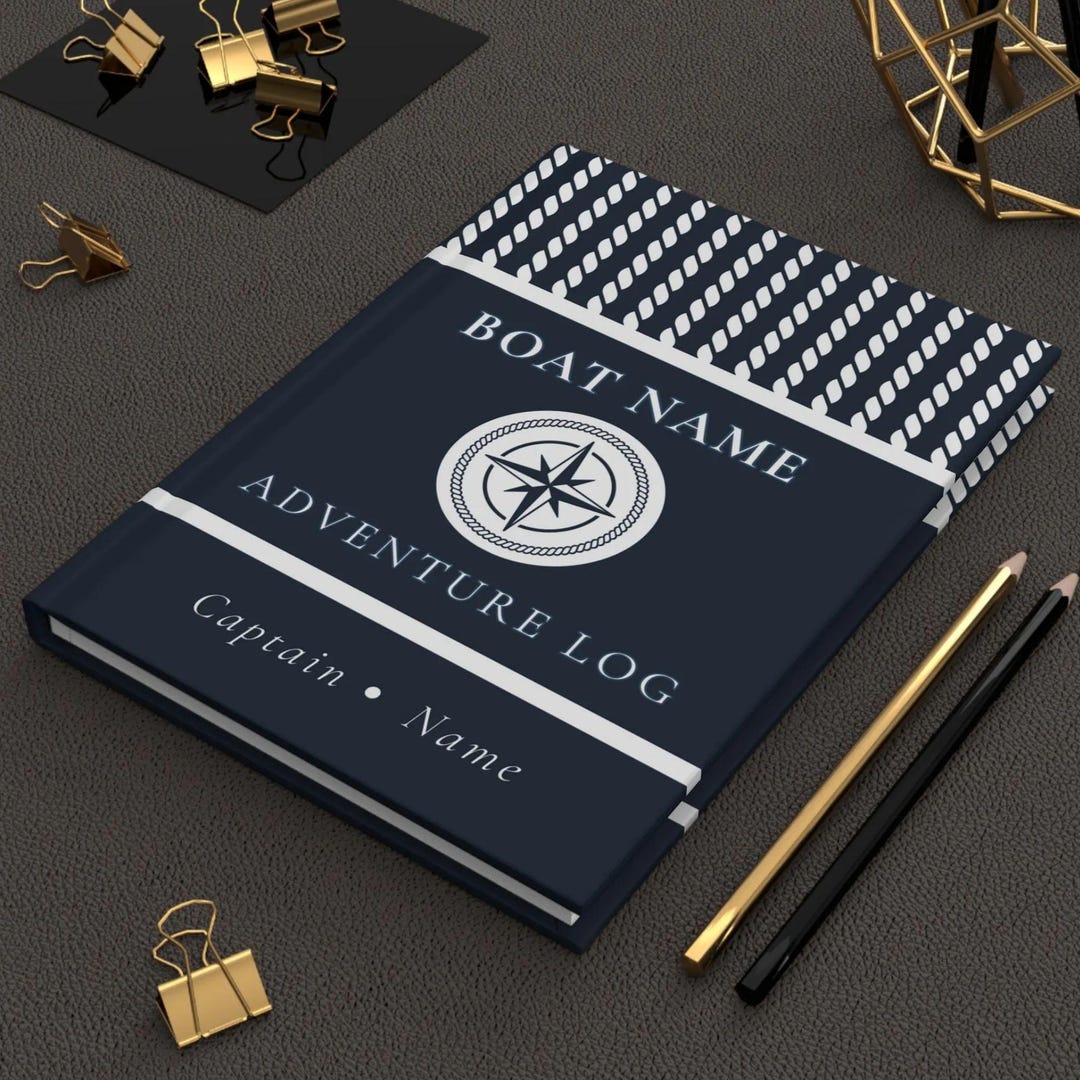 Captain Journal Personalized Boat Log Book | Nautical Captains Log Journal | Custom ...
