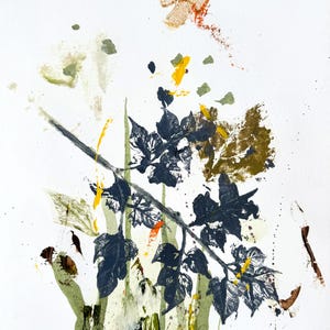 sotto gli steli aggrovigliati, belle arti su carta, flora astratta, decorazioni murali ispirate alla natura, arte botanica
