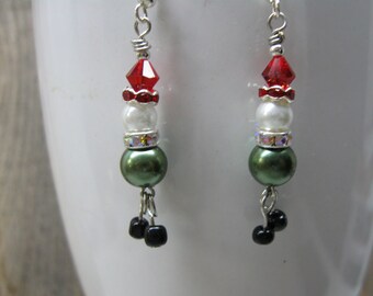 Elf Dangle Earrings with Pearls, Crystals and Rhinestones