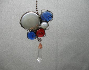 Ceiling Fan Pull Glass Gems/Nuggets and Crystal Crystal