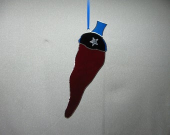 Texas style stained glass chili pepper