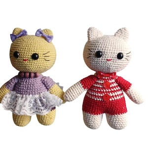 Muñecos de gato amigurumi hechos a mano / Juguete de peluche de gato de ganchillo único