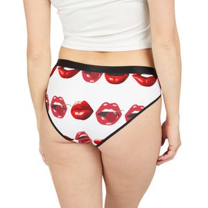Lips Cherry Print Women&#39;s Underwear, Fun, Flirty & Comfortable Panties Everyday Wear, Valentine&#39;s Day, Gifts, Bachelorette Party, Lingerie