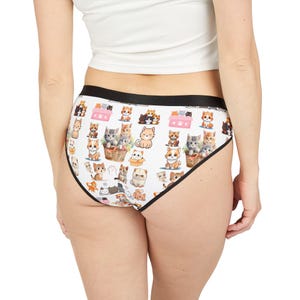 Bold Cute Cat & kitten Print Women&#39;s Underwear, Cat Mom Fun Feline Panties, Animal Lover Briefs Gift, Everyday Comfort, Cute Lingerie