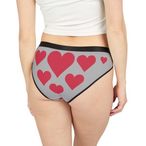 Heart Print Women&#39;s Underwear, Cute Wife Lingerie, Briefs Gift for Girlfriend Her, Valentine&#39;s Day, Everyday Comfort, AOP Briefs