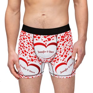 Romantische Boxer für Herren mit benutzerdefinierten Namen, personalisierter perfekter Valentinstag, Jubiläumspaare, bequeme Lounge Wear, lustige Nachtwäsche