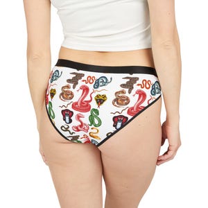 Sassy Snake Print Women&#39;s Underwear, Fun Lingerie, Playful Intimates Briefs, Unique Gifts for Her Girlfriend , Everyday Comfort & Style