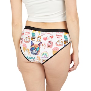 Cute Cat Print Women&#39;s Underwear, Fun Cat Mom Briefs for Cat Lovers, Unique Loungewear, Gift for Pet Owners, Meow Briefs