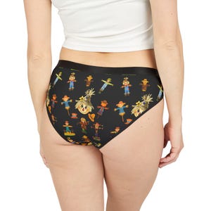 Scarecrow Farm Themed Women&#39;s Underwear, Halloween Briefs Fall Lingerie