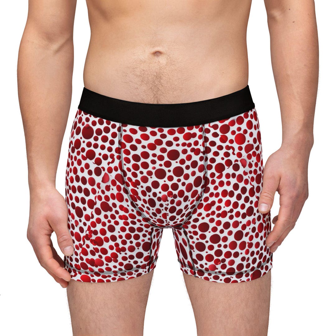Red Patterned Boxers Fun Red Polka Dot Men's Boxers, Comfortable Valentine Underwear for Men ...