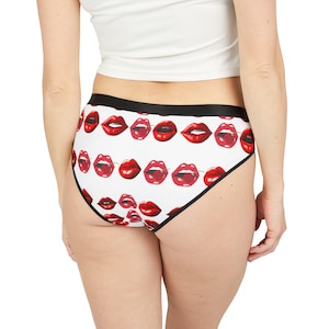 Lips Print Women&#39;s Underwear, Cheeky Panties, Fun Lingerie, Briefs Gift for Her, Girlfriend Anniversary, Valentine&#39;s Day, Holiday Essentials