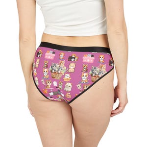 Vibrant Cute Cat & kitten Print Women&#39;s Underwear, Cat Mom Fun Feline Panties, Animal Lover Briefs Gift, Everyday Comfort, Cute Lingerie
