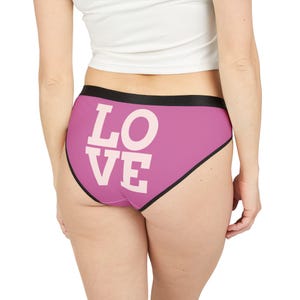 Women&#39;s Love Themed Underwear, Cute Pink Girlfriend Briefs, Gifts for Her, Valentine&#39;s Day Panties, Romantic Wife Lingerie, Everyday Comfort