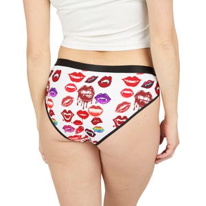 Bold Evil Lips Women&#39;s Underwear, Fun Vampires Lingerie, Gifts for Her, Valentine&#39;s Day, Flirty Intimates, Cute Panties, Unique Design