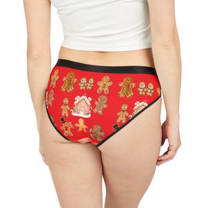 Gingerbread Man Design Women&#39;s Briefs Underwear, Santa Panties, Cooking Briefs