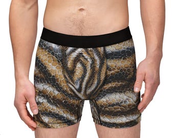 Python Snakeskin Print Men's Boxers, Unique Underwear for Comfort and Style, Perfect for Everyday Wear, Gifts, Lounge, and Special Occasions