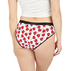 Love Heart Women&#39;s Underwear, Cute Valentine&#39;s Day Lingerie, Comfortable Briefs, Girlfriend Soft Romantic Panties, Pretty Wife Girly Gift