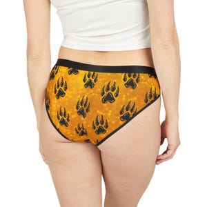 Gold Orange Animal Paw Print Women&#39;s Underwear, Lingerie Lover&#39;s Panties, Everyday Briefs