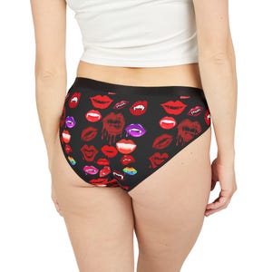 Bold Evil Lips Women&#39;s Underwear, Fun Vampires Lingerie, Gifts for Her, Valentine&#39;s Day, Flirty Intimates, Cute Panties, Unique Design