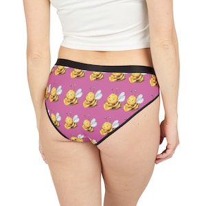 Bee Themed Women&#39;s Underwear, Cute Honey Panties, Nature Print Intimates, Girlfriend Briefs, Fun Lingerie, Playful Underwear