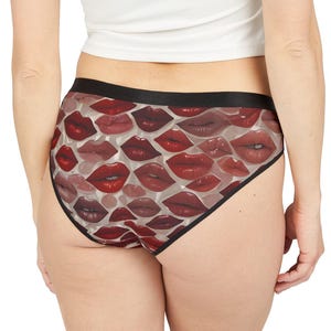 Lips Print Women&#39;s Underwear, Fun & Playful Intimate Wear, Gifts for Her, Valentine&#39;s Day, Romantic Birthday Lingerie, Cheeky Couples Briefs