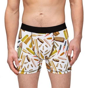 Unique Men&#39;s Boxers with Bullet & Ammo Design, Funny Gift, Comfortable Underwear, Men&#39;s Lounge Shorts, Great for Gifting, Boyfriend Dad