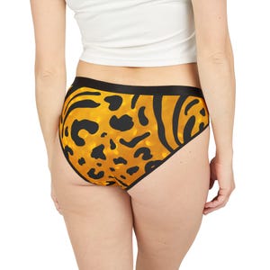 Orange Gold Print Women&#39;s Underwear, Animal Panties, Daily Wear, Lingerie Gift, Tiger Pattern Briefs