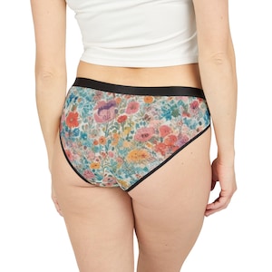 Floral Women&#39;s Underwear, Light Pretty Panties, Lingerie, Intimates, Spring Floral Undergarment, Feminine Underpants, Romantic Couple Bridal