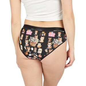 Vibrant Cute Cat & kitten Print Women&#39;s Underwear, Cat Mom Fun Feline Panties, Animal Lover Briefs Gift, Everyday Comfort, Cute Lingerie