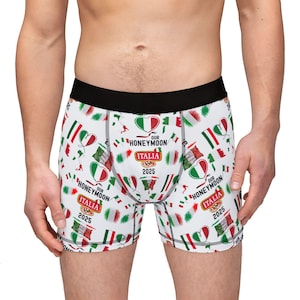 Flitterwochen Feier Boxer, Italien inspirierte Herren Boxer, lustiges Geschenk für Brautpaare, Reiseandenken, Jubiläumsgeschenk, His Hers Italienisch