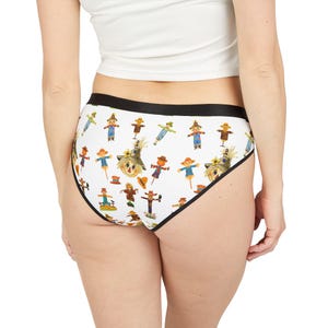 Fall Harvest Scarecrow Women&#39;s Underwear, Farm Theme Halloween Briefs, Thanksgiving Briefs
