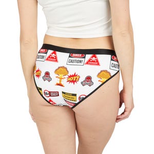 Bold Warning Women&#39;s Girlfriend Wife Underwear, Sassy Briefs for Adults, Fun Lingerie, Gift for Her, Cute Hot Danger Briefs
