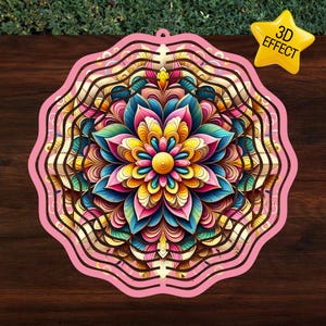 Mandala Wind Spinner PNG, Colourful Wind Spinner Sublimation Design, Rainbow Mandala Sublimation Template Instant Digital Download