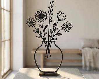 Line Art Decoration | Flowers | Modern Design | Gift Idea | Bouquet | Minimalist | Living Room Decoration