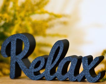 3D printed lettering "Relax" 2 | various colors | freestanding | decoration for the bathroom | living room | bedroom | gift | decoration