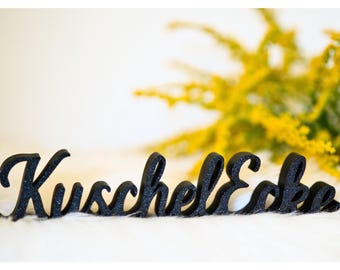 3D printed lettering "Cuddle Corner" | various colors | freestanding | bedroom decoration | bed | nightstand | gift | decoration